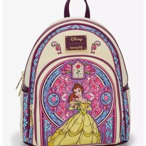 Loungefly Disney Beauty And The Beast Stained Glass Mini Backpack Belle Bag New